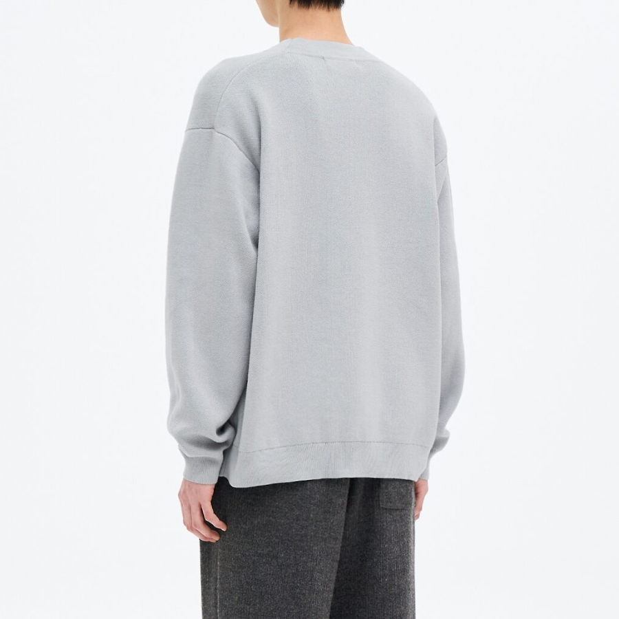 8 seconds Double-Faced Y-Neck Basic Cardigan — Light Grey