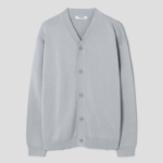 8 seconds Double-Faced Y-Neck Basic Cardigan — Light Grey