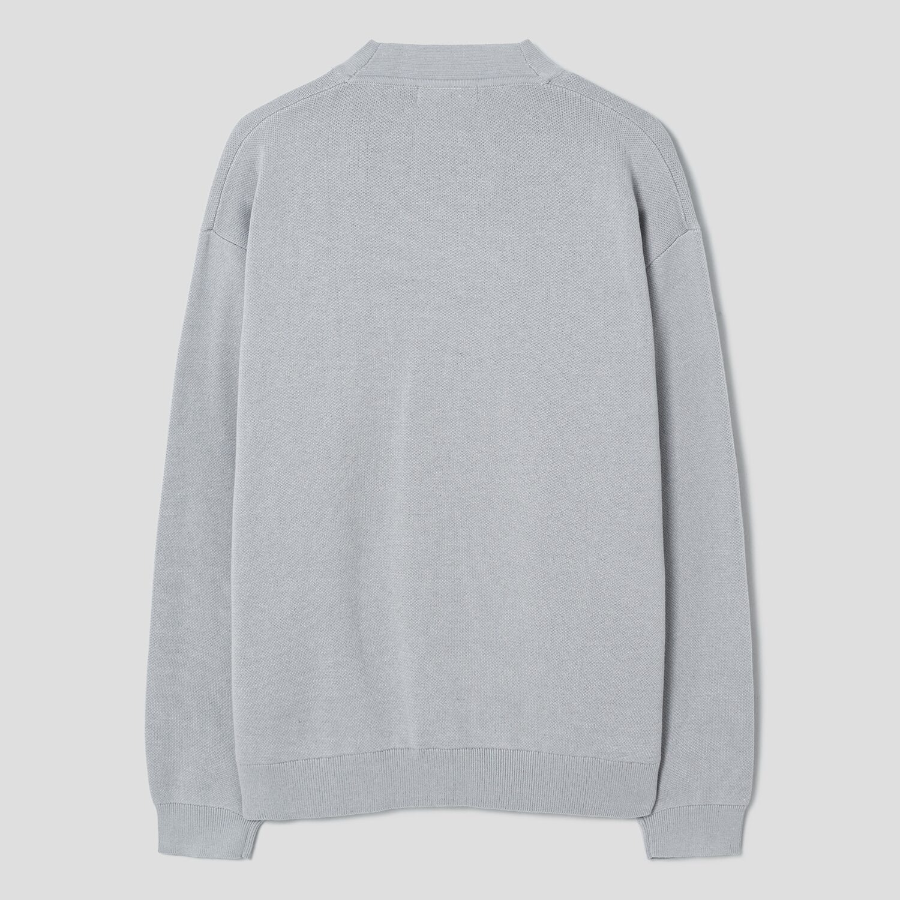 8 seconds Double-Faced Y-Neck Basic Cardigan — Light Grey