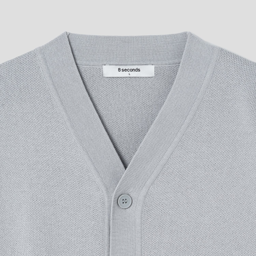 8 seconds Double-Faced Y-Neck Basic Cardigan — Light Grey