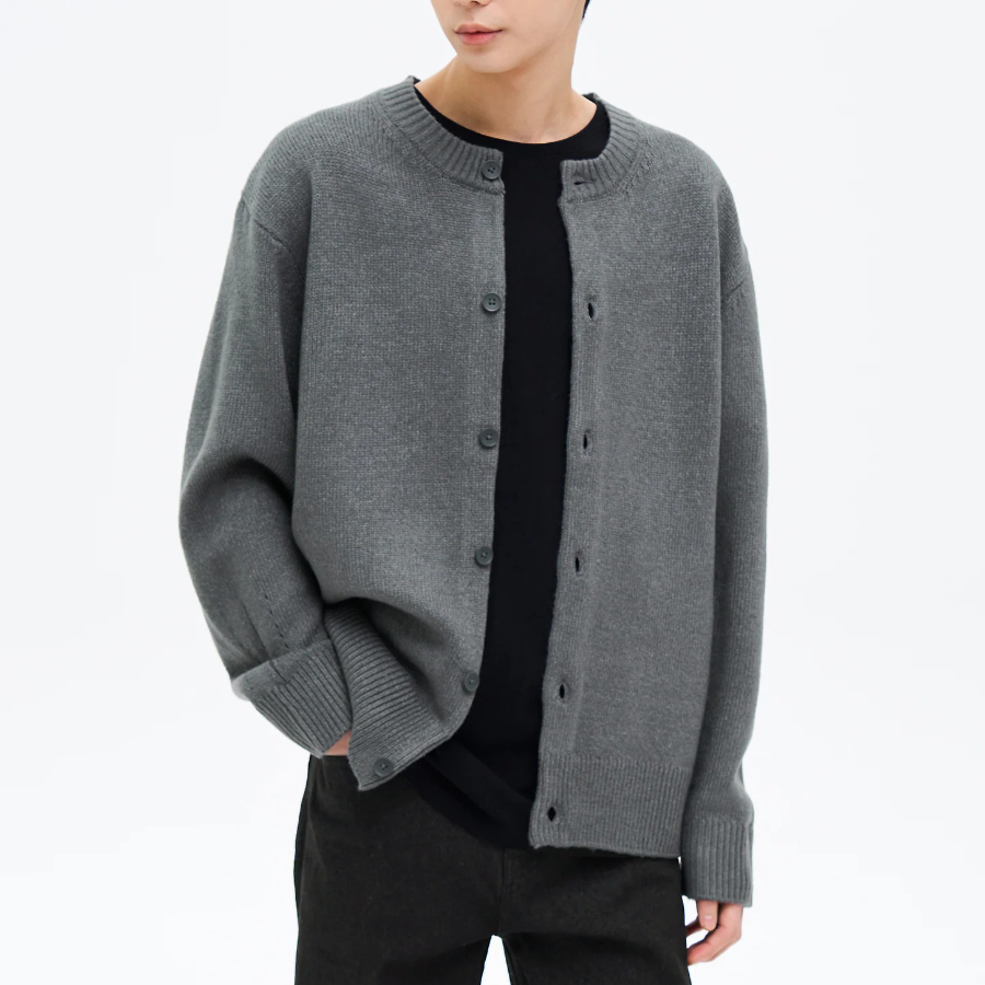 8 seconds Heavy Gauge Round Cardigan — Ash