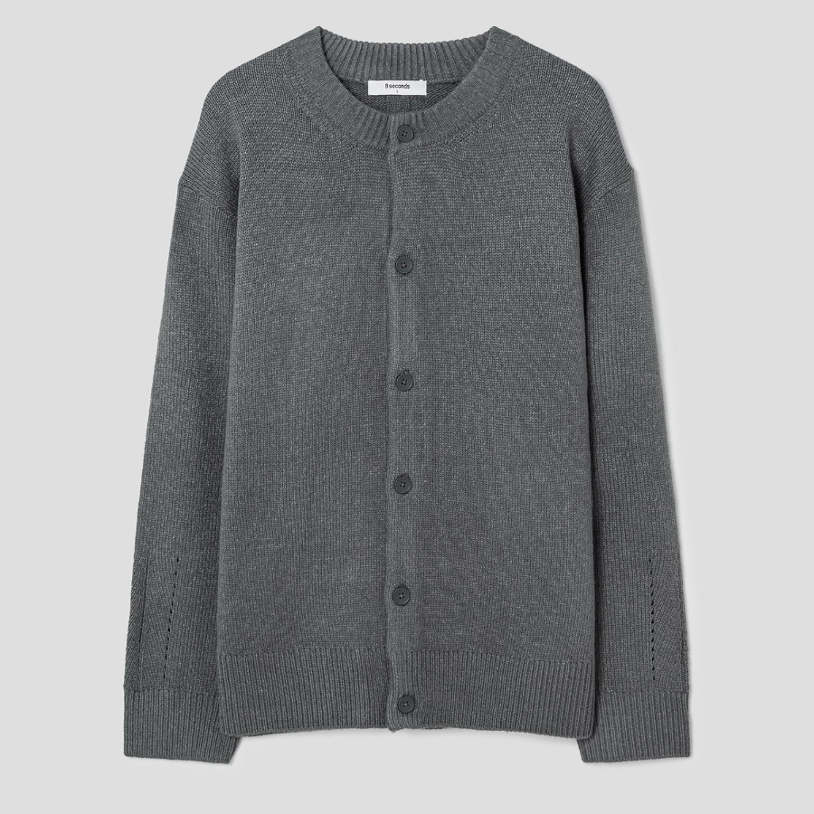 8 seconds Heavy Gauge Round Cardigan — Ash