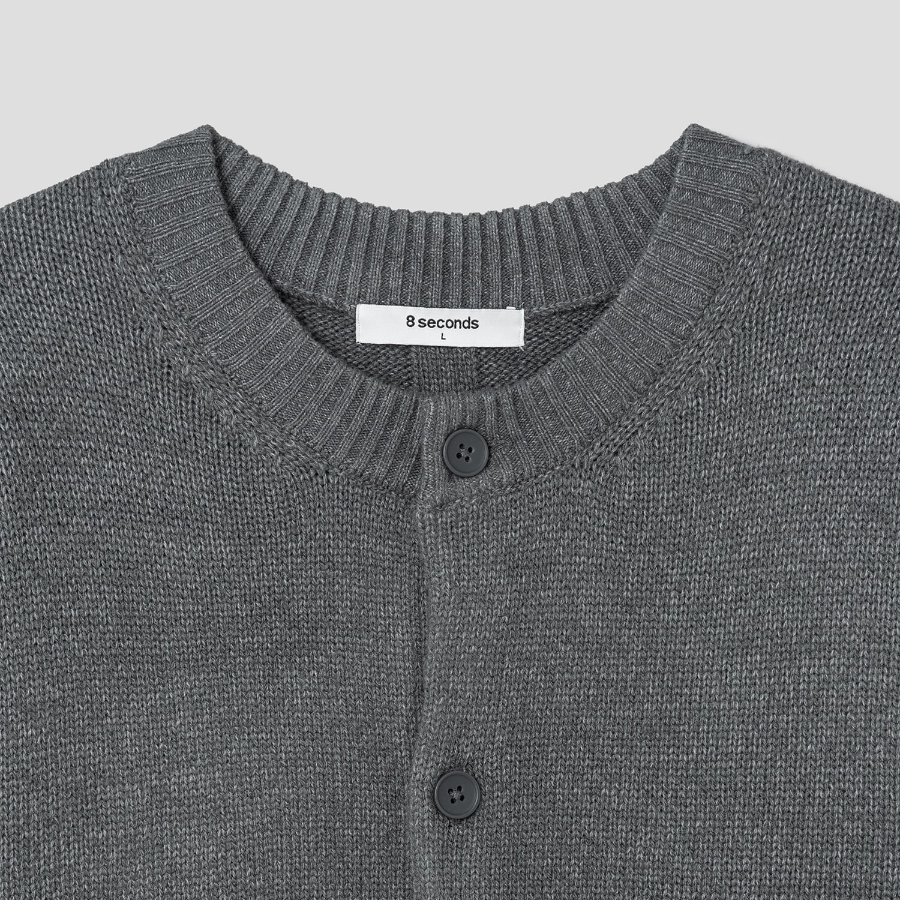 8 seconds Heavy Gauge Round Cardigan — Ash