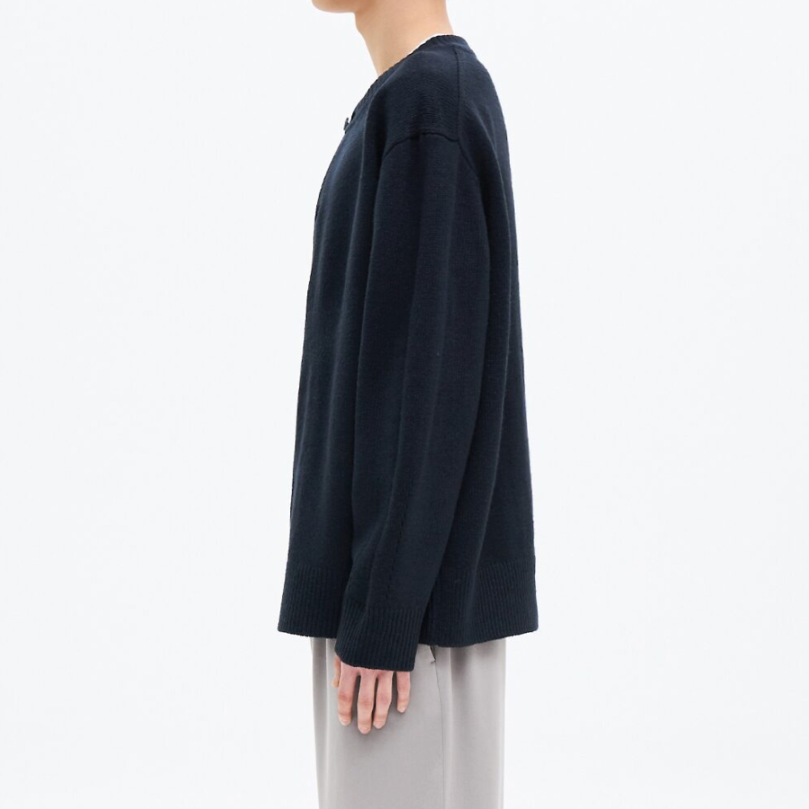 8 seconds Heavy Gauge Round Cardigan — Navy