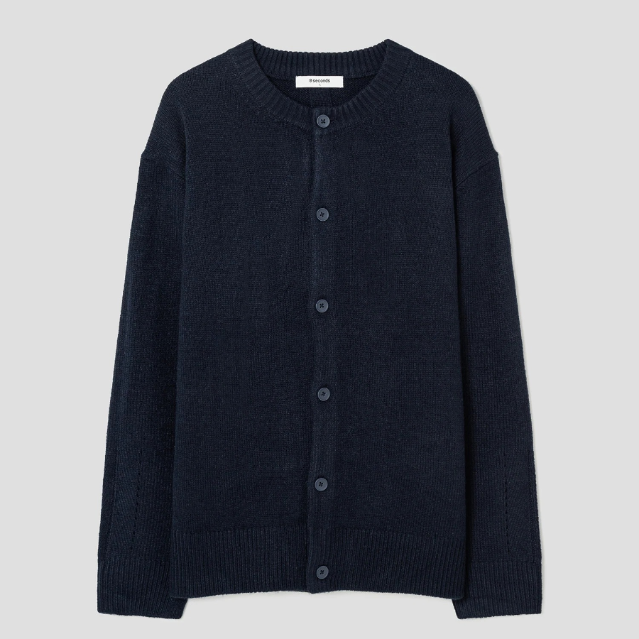 8 seconds Heavy Gauge Round Cardigan — Navy