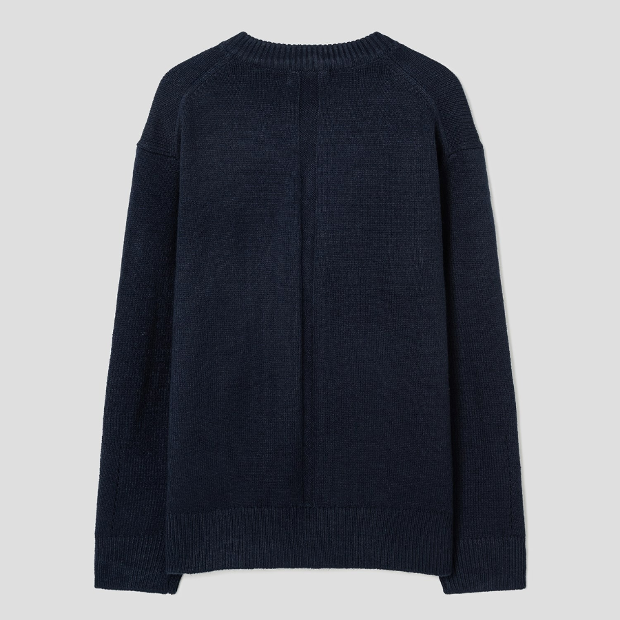 8 seconds Heavy Gauge Round Cardigan — Navy