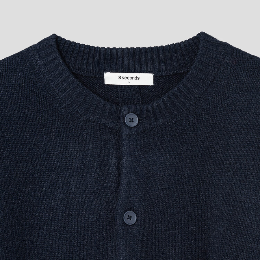 8 seconds Heavy Gauge Round Cardigan — Navy