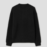 8 seconds Bouclé Round Button Cardigan — Black