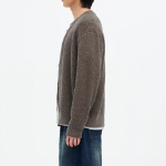 8 seconds Bouclé Round Button Cardigan — Brown
