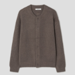 8 seconds Bouclé Round Button Cardigan — Brown