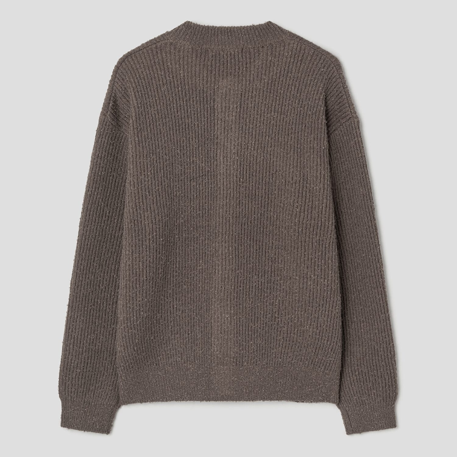 8 seconds Bouclé Round Button Cardigan — Brown