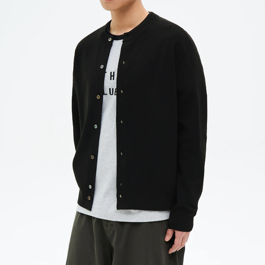 8 seconds Openwork Detail Round Cardigan — Black