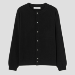 8 seconds Openwork Detail Round Cardigan — Black