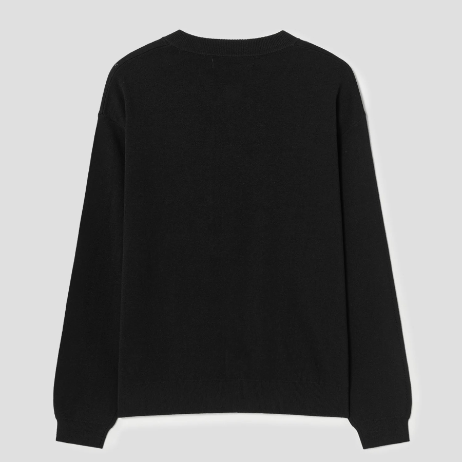 8 seconds Openwork Detail Round Cardigan — Black