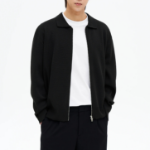 8 seconds Half Milano Collar Zip-Up Cardigan — Black