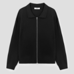 8 seconds Half Milano Collar Zip-Up Cardigan — Black