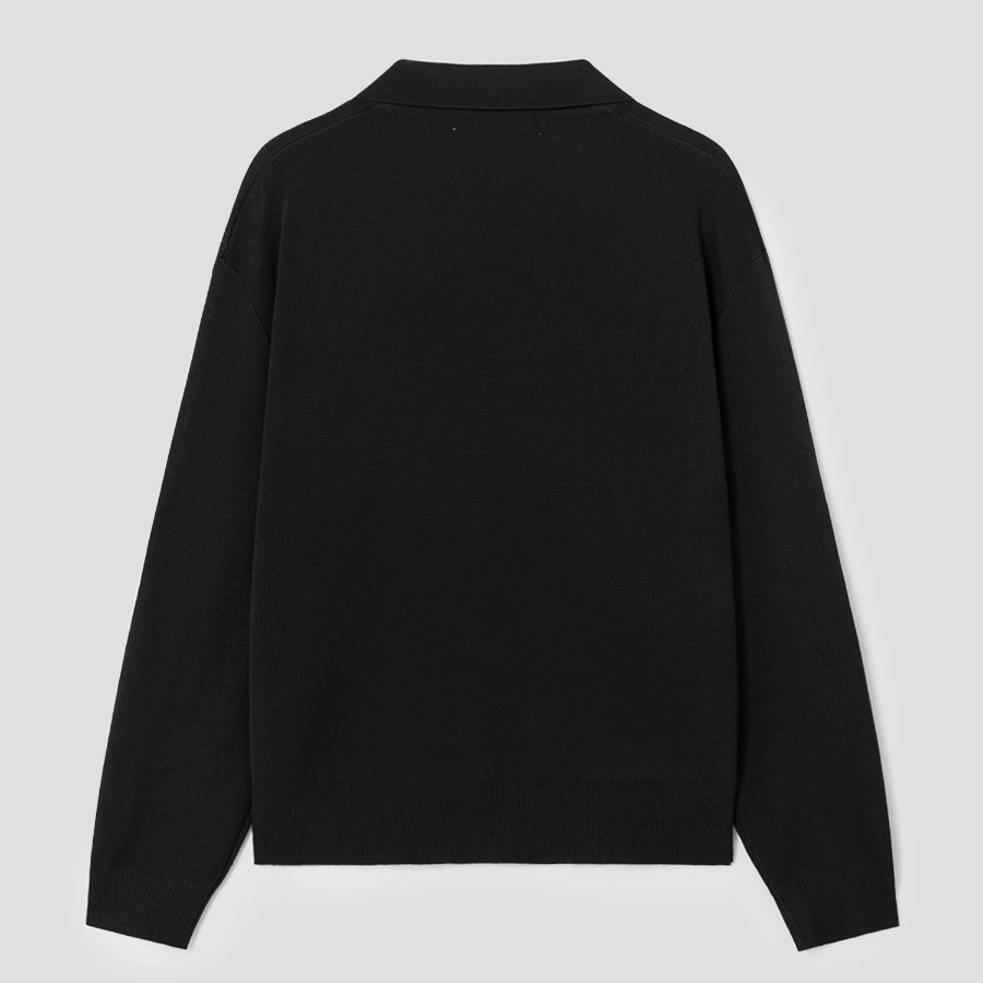 8 seconds Half Milano Collar Zip-Up Cardigan — Black