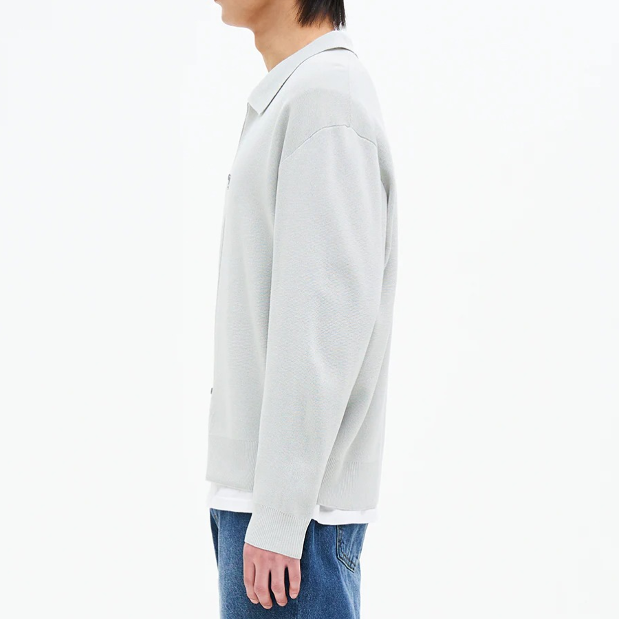 8 seconds Half Milano Collar Zip-Up Cardigan — Light Gray