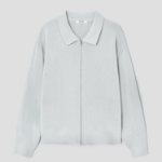 8 seconds Half Milano Collar Zip-Up Cardigan — Light Gray