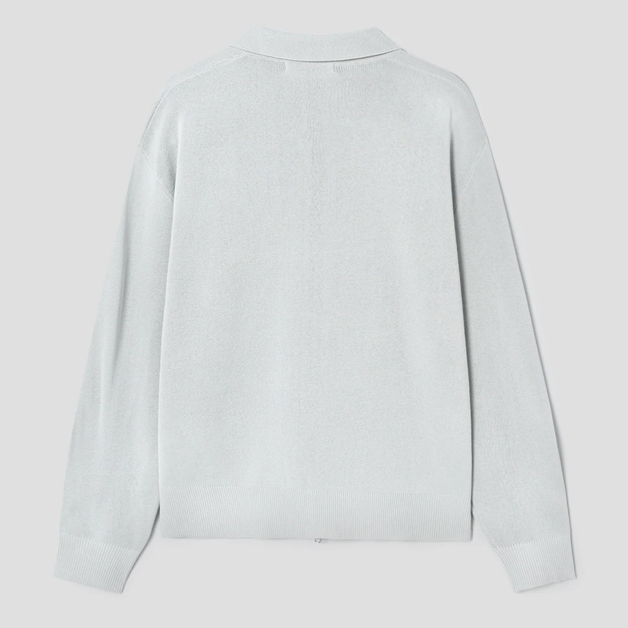 8 seconds Half Milano Collar Zip-Up Cardigan — Light Gray