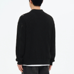 8 seconds Textured Stripe Collar Zip-Up Cardigan — Black