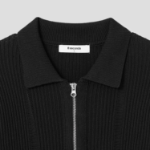8 seconds Textured Stripe Collar Zip-Up Cardigan — Black