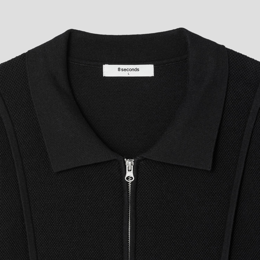 8 seconds Blouson Zip-Up Cardigan — Black