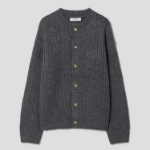 8 seconds Bulky Round-Neck Cardigan — Ash