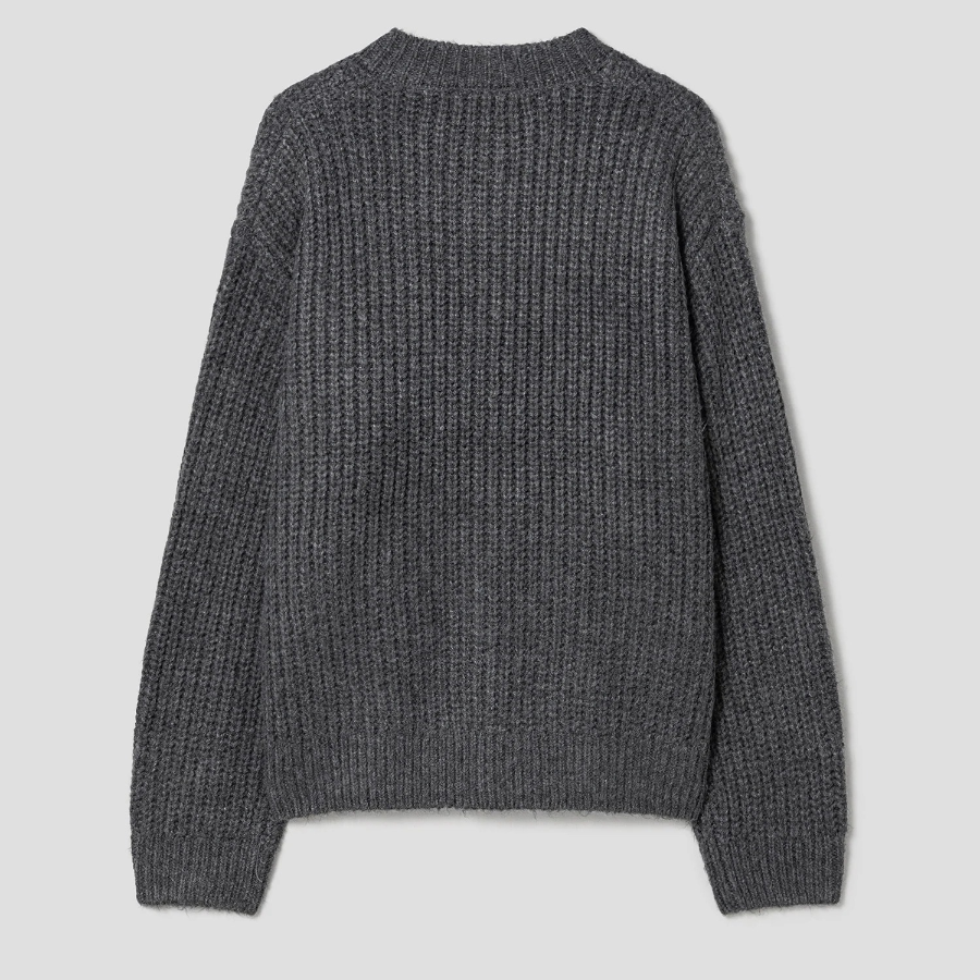 8 seconds Bulky Round-Neck Cardigan — Ash