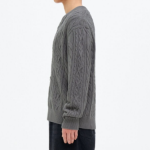 8 seconds Cable Round Zip-Up Cardigan — Gray