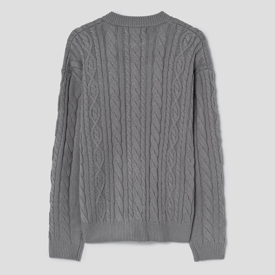 8 seconds Cable Round Zip-Up Cardigan — Gray