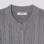 8 seconds Cable Round Zip-Up Cardigan — Gray