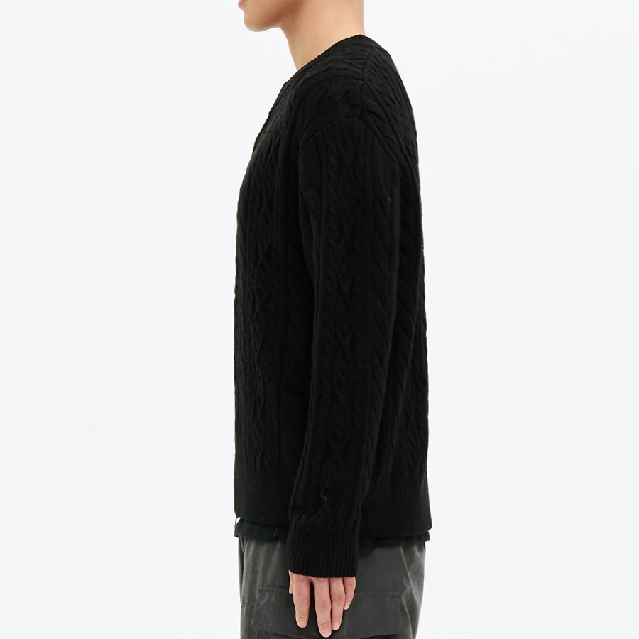8 seconds Cable Round Zip-Up Cardigan — Black