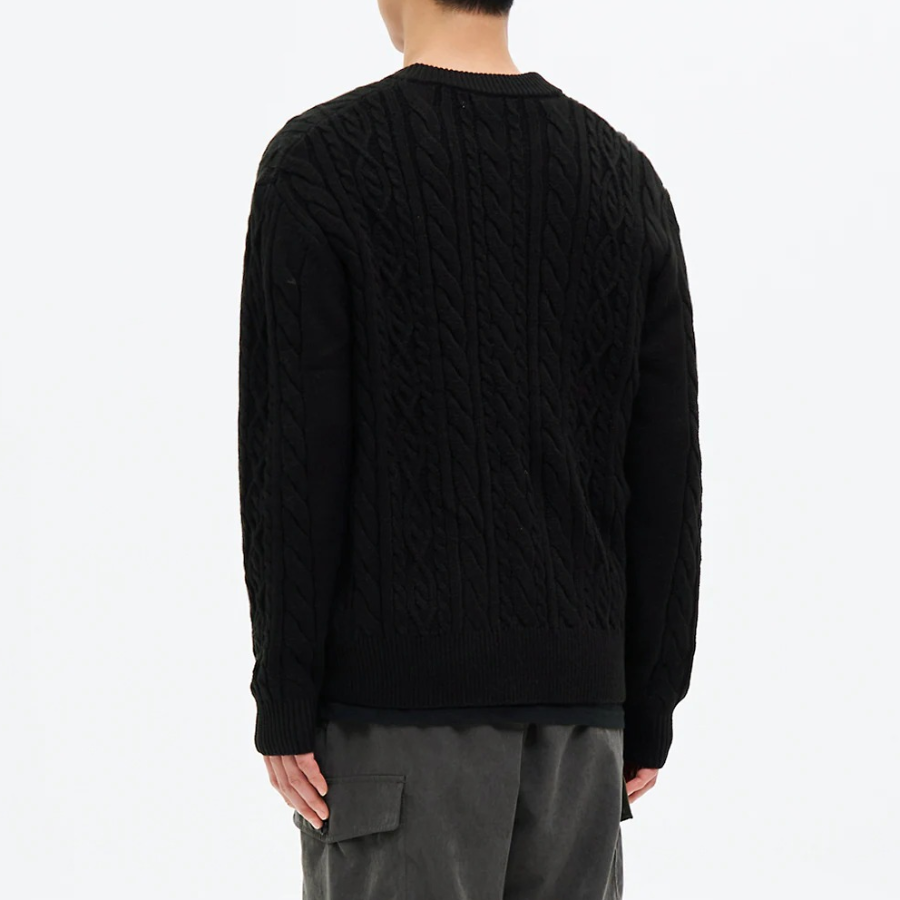 8 seconds Cable Round Zip-Up Cardigan — Black