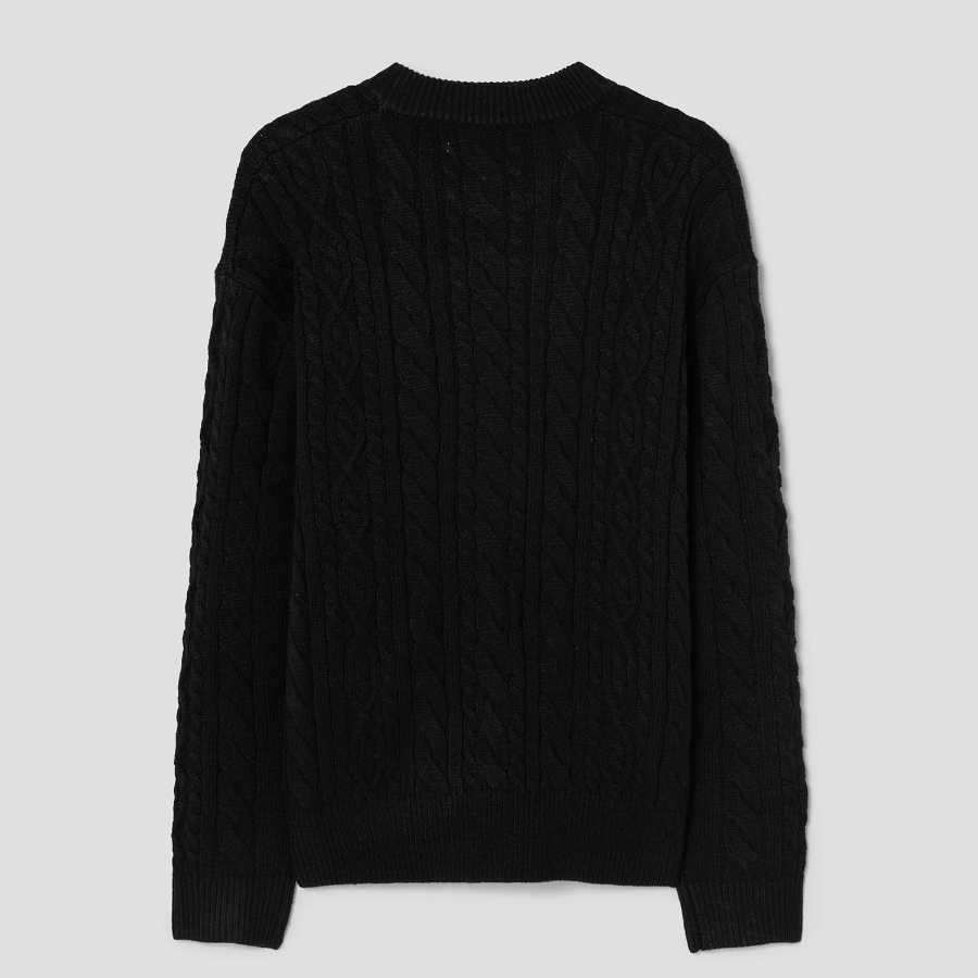 8 seconds Cable Round Zip-Up Cardigan — Black