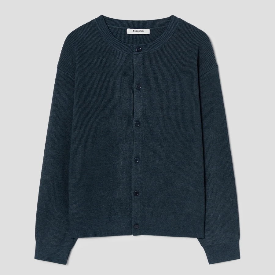 8 seconds Minimal Round Cardigan — Blue