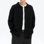 8 seconds Soft Collar Button Cardigan — Black