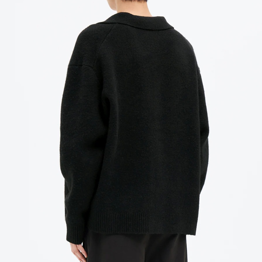 8 seconds Soft Collar Button Cardigan — Black