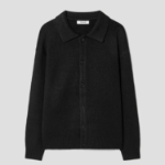 8 seconds Soft Collar Button Cardigan — Black