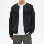 8 seconds Soldier Lettering Round Cardigan — Ash