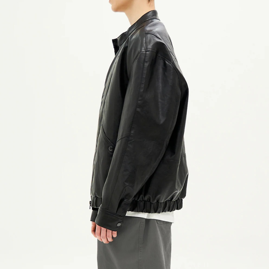 8 seconds Faux Leather Racer Jumper — Black