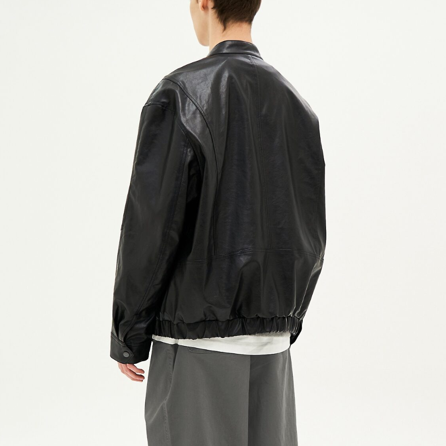 8 seconds Faux Leather Racer Jumper — Black