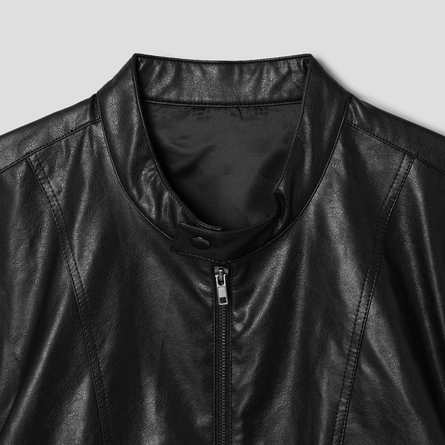 8 seconds Faux Leather Racer Jumper — Black