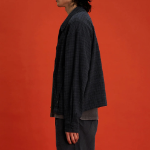 8 seconds Sheer Check Shacket — Navy