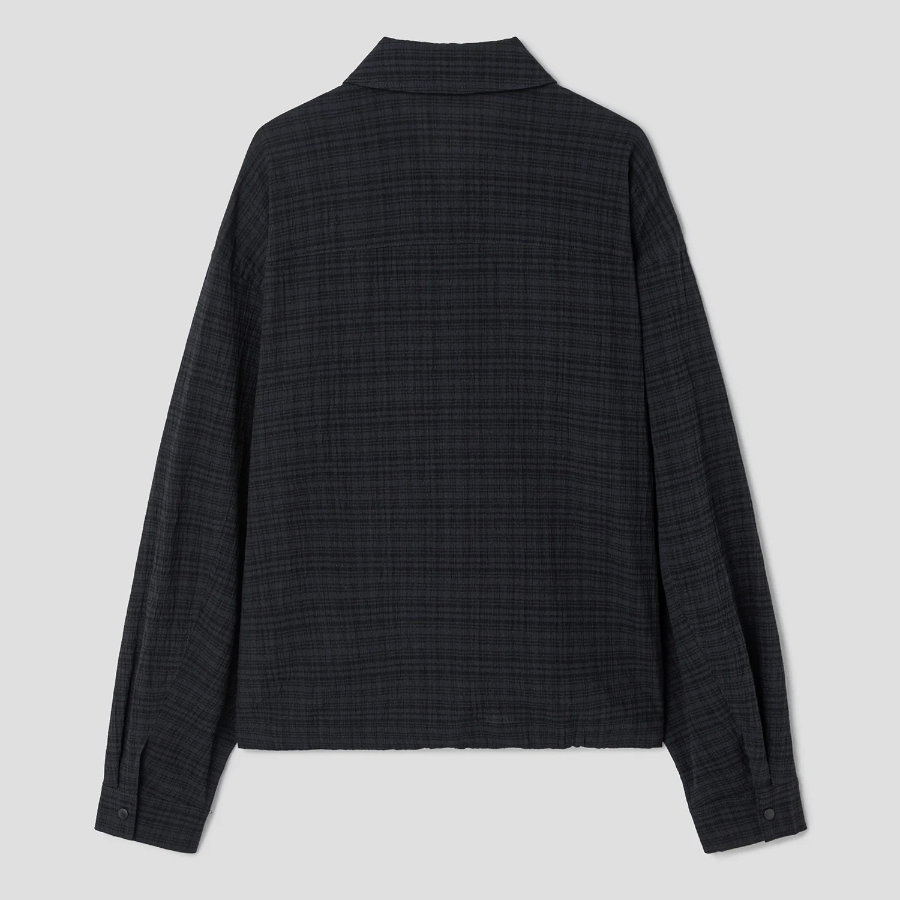 8 seconds Sheer Check Shacket — Navy