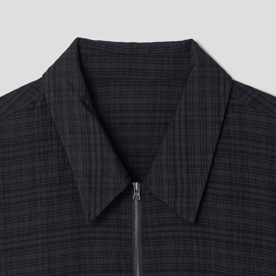 8 seconds Sheer Check Shacket — Navy