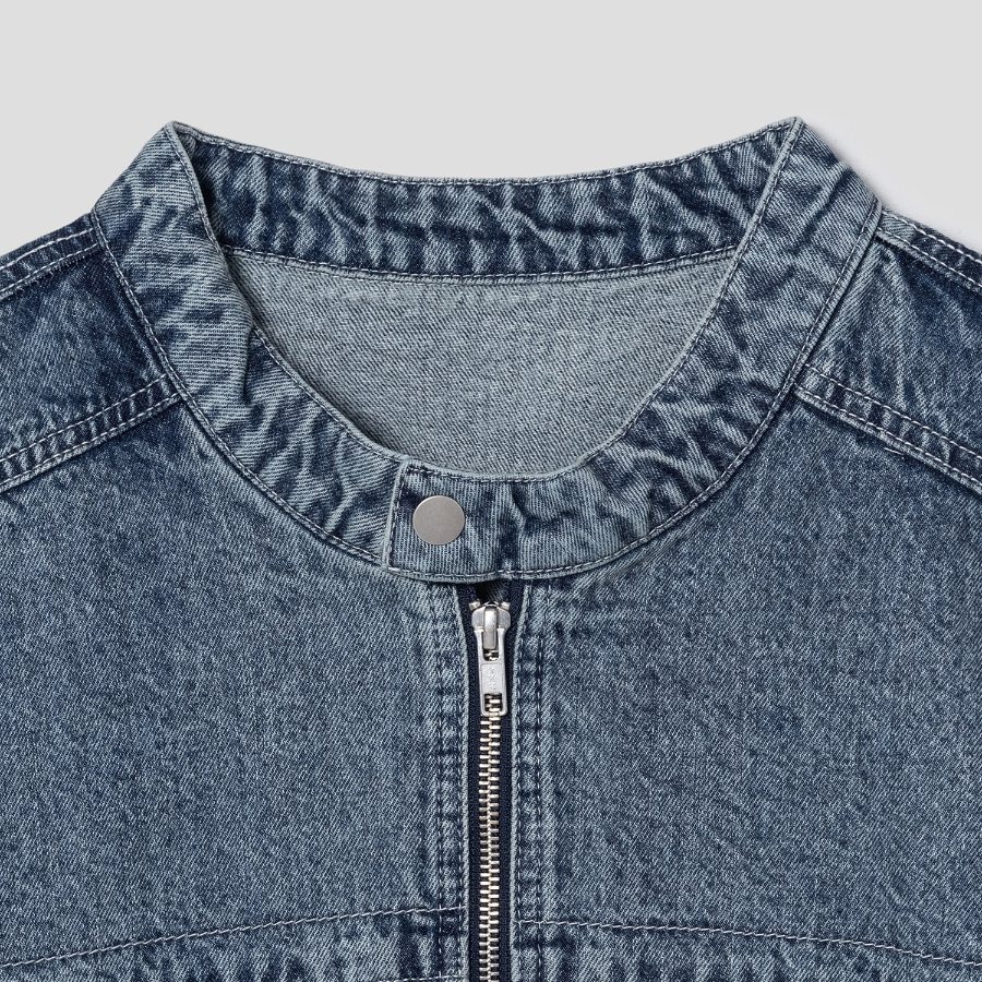 8 seconds Lightweight Denim Racer Jacket — Blue