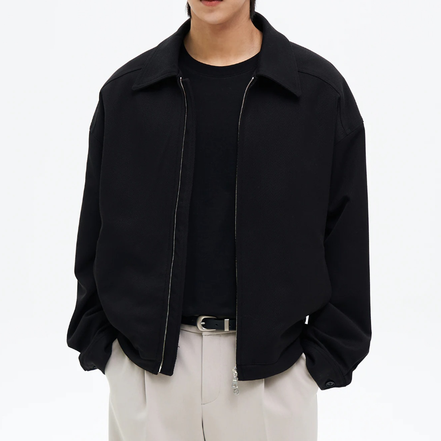 8 seconds Heavy Twill Collar Short Blouson — Black