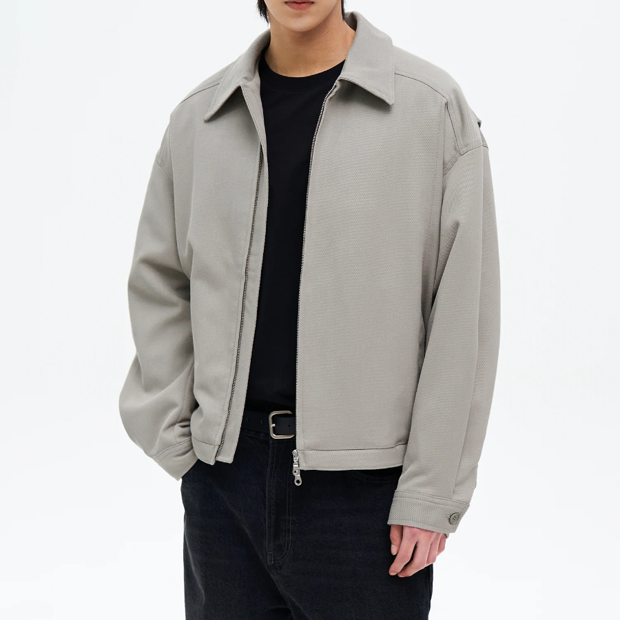 8 seconds Heavy Twill Collar Short Blouson — Beige