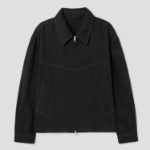 8 seconds Linen Blended Zip-Up Blouson — Black